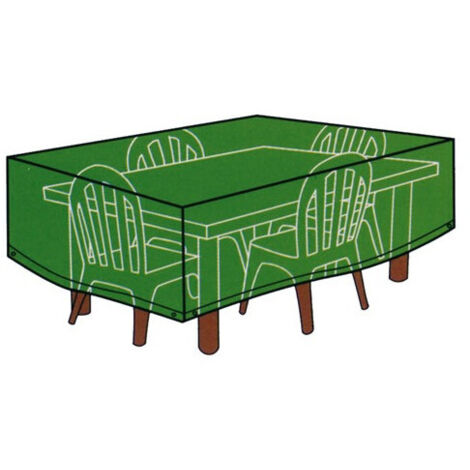 Cubierta para mesa rectangular con sillas 180x270x90 cm – PVC verde con elástico – GDLC