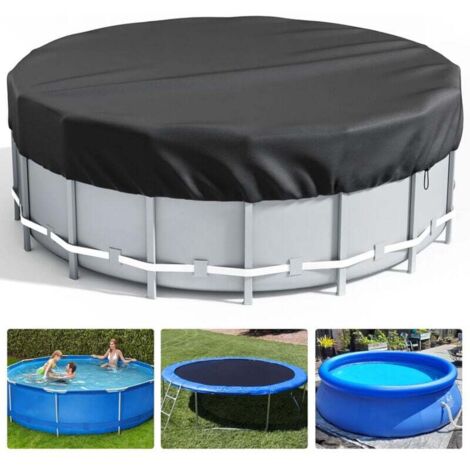 Cubierta para piscina elevada de 4 estaciones, cubierta protectora para piscina, cubierta redonda para bañera de hidromasaje al aire libre, ideal para mantener su piscina limpia (3 m, negra)