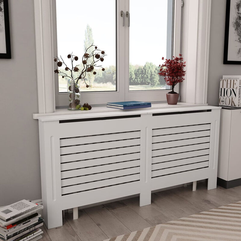

Happyshopping - Cubierta para radiador MDF blanco 172x19x81,5 cm
