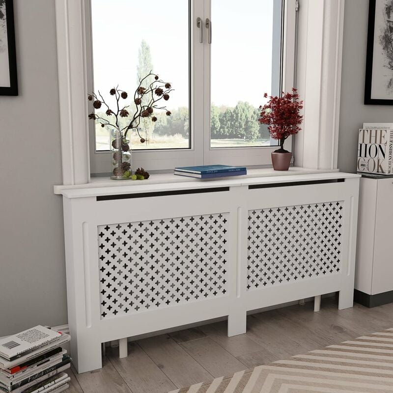 

Cubierta para radiador MDF blanco 172x19x81,5 cm