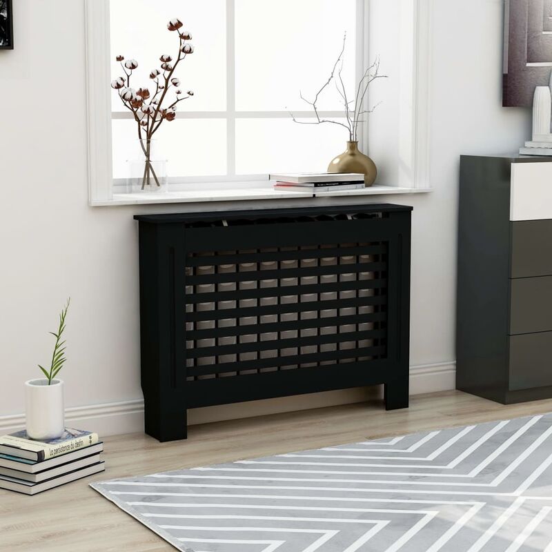

Youthup - Cubierta para radiador MDF negro 112x19x81 cm - Negro