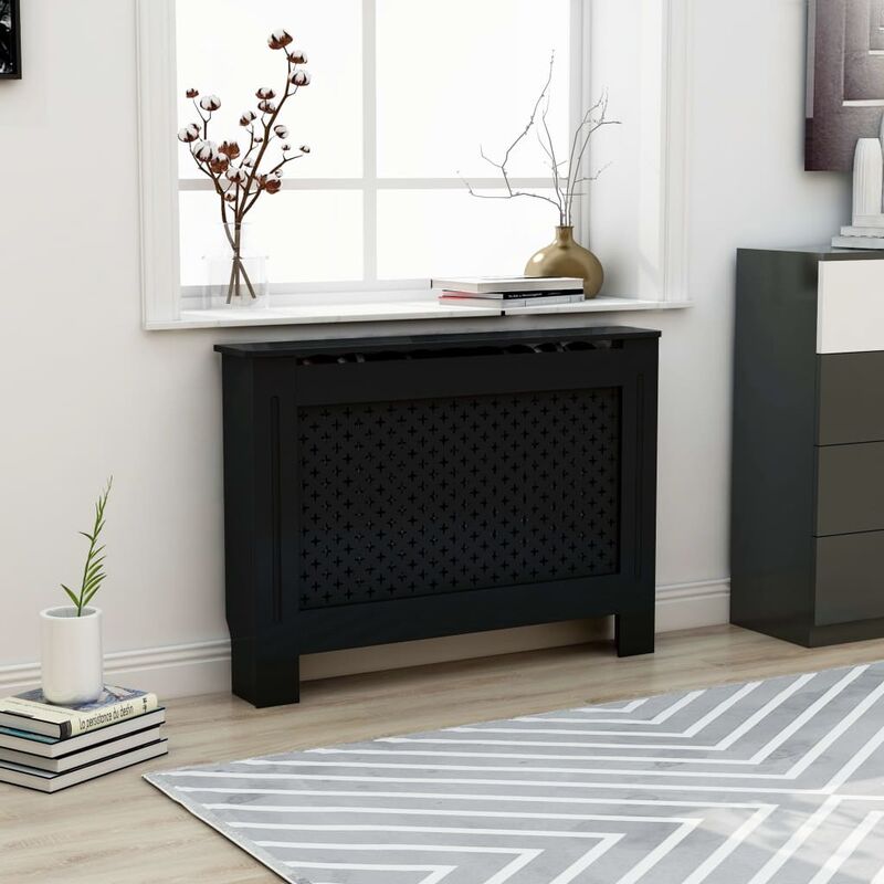 

Youthup - Cubierta para radiador MDF negro 112x19x81 cm - Negro