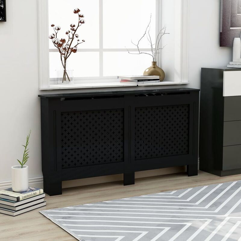

Cubierta para radiador MDF negro 152x19x81 cm