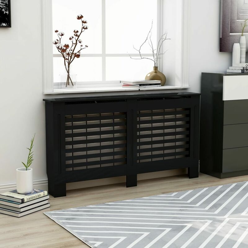 

Youthup - Cubierta para radiador MDF negro 152x19x81 cm - Negro
