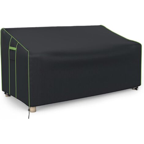 Cubierta para sofá doble, tejido Oxford impermeable recubierto de plata para exteriores, funda protectora para muebles de exterior anti-polvo y anti-sol (negro, 137 x 94 x 69/89 cm)