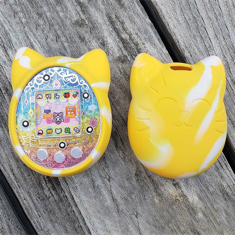 

Cubierta protectora Carcasa de silicona Funda para maquina de juegos para mascotas para Tamagotchi Cartoon Electronic Pet Game Machine, Amarillo