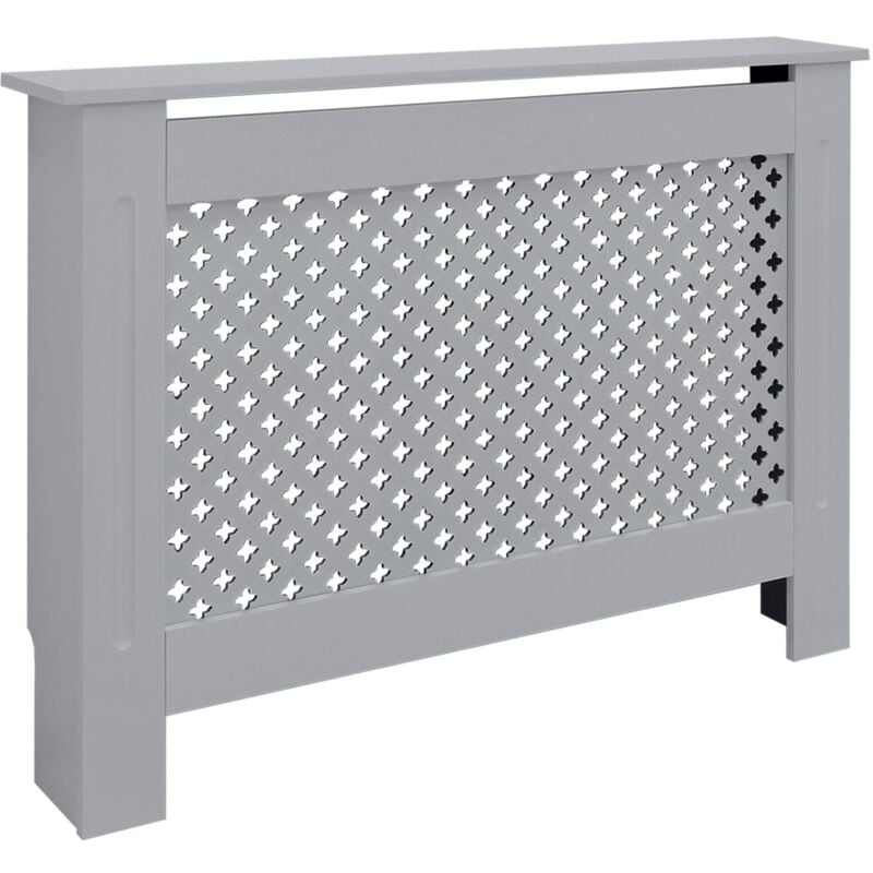 

Cubierta radiador 112x19x82cm patrón de panal MDF protector de calefacción gris