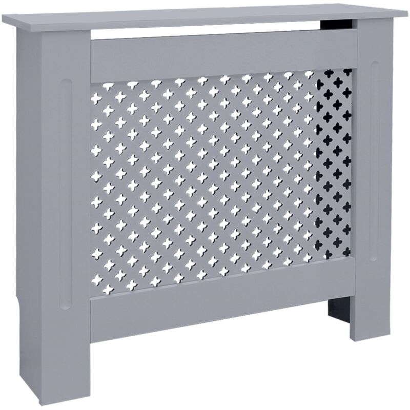 

Cubierta radiador 78x19x82cm patrón de panal MDF protector de calefacción gris