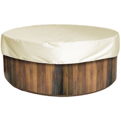 Cubierta redonda para jacuzzi con cordón ajustable, impermeable, para dimensiones de 78,7 x 11,8 pulgadas - Beige - Revestimiento plateado