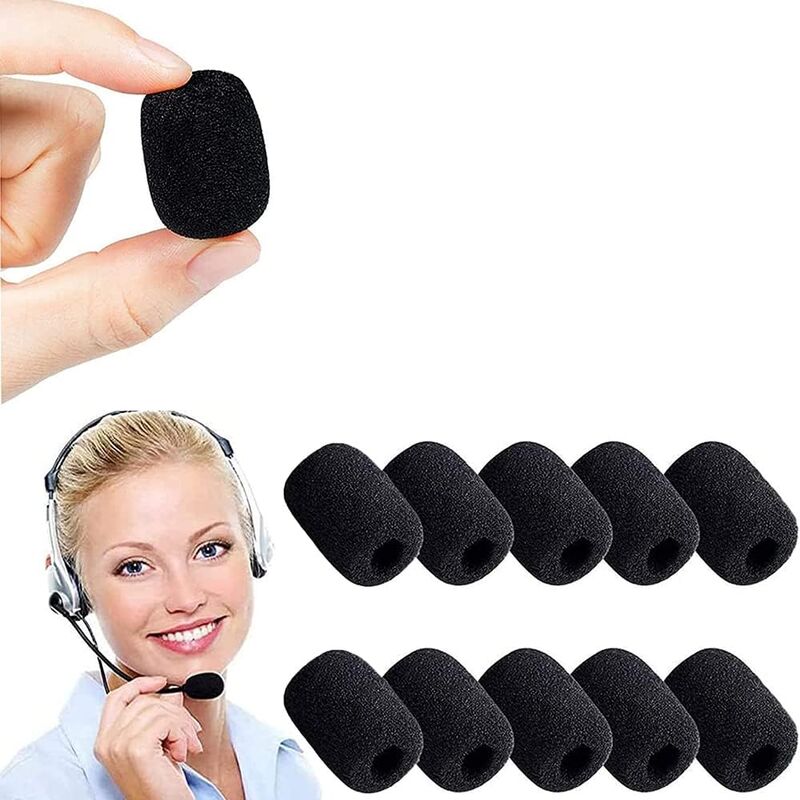 

Cubiertas Antiviento Microfono Auriculares de Solapa 10 uds Negro