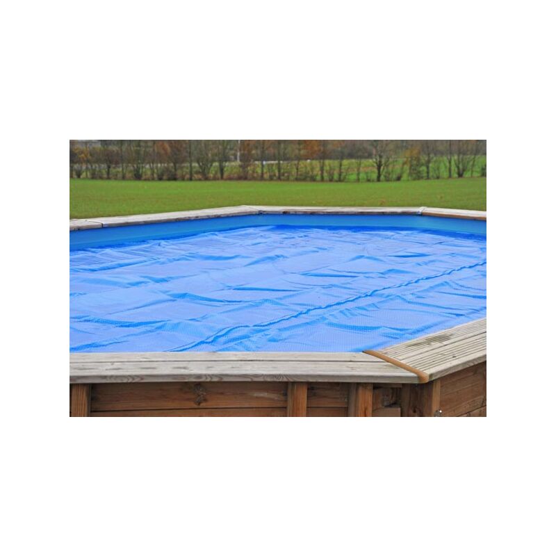Cubierta De Verano Para Piscina De Madera Ovalada Orange Con Medidas Interiores 7,05 X 4,08M - Color Azul