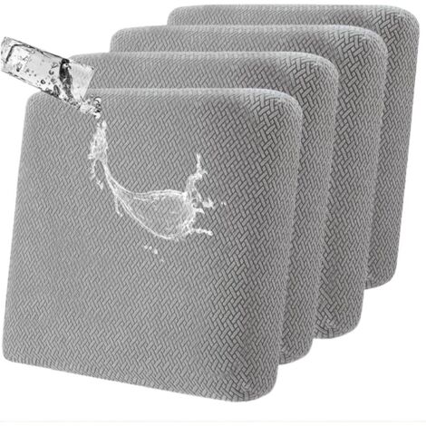 Cubiertas Elásticas Antideslizantes para Cojines De Sofá: 4 Piezas Modernas Fundas De Cojines De Sofá Impermeables, Fundas De Cojines De Muebles De Jardín Adecuadas para Sillas De Brazos ,(Gris Claro)