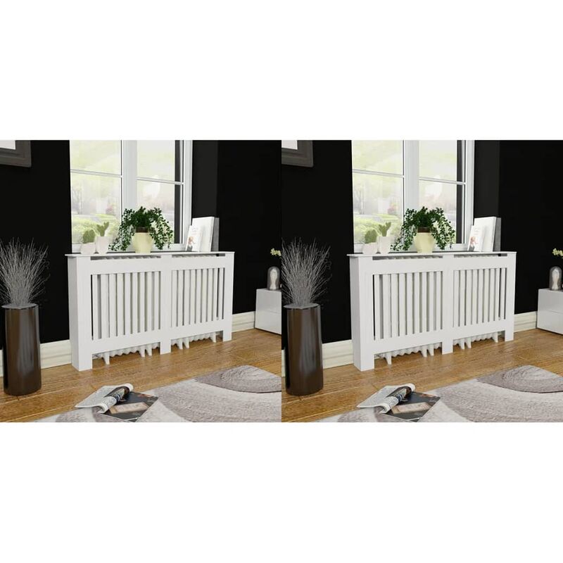

Cubiertas para radiador 2 unidades MDF blanco 152 cm
