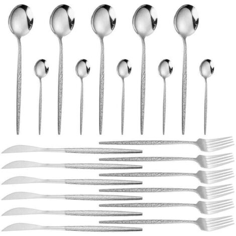 Cubiertos de acero inoxidable 18/10 – Juego de 24 piezas para 6 personas – Acabado espejo, apto para lavavajillas