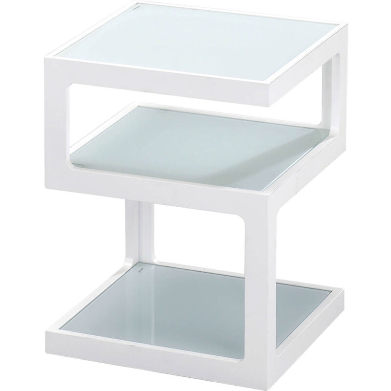 Cubika - Chevet Blanc 3 Niveaux Plateaux en Verre