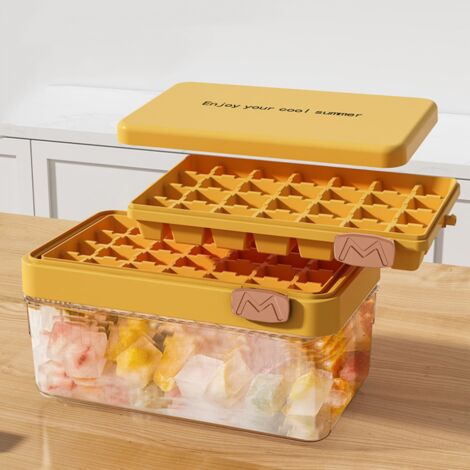 Cubitera con tapa - Cubitera flexible de silicona para congelador - Recipiente hermético para cócteles, whisky y café (sin BPA, apto para lavavajillas)