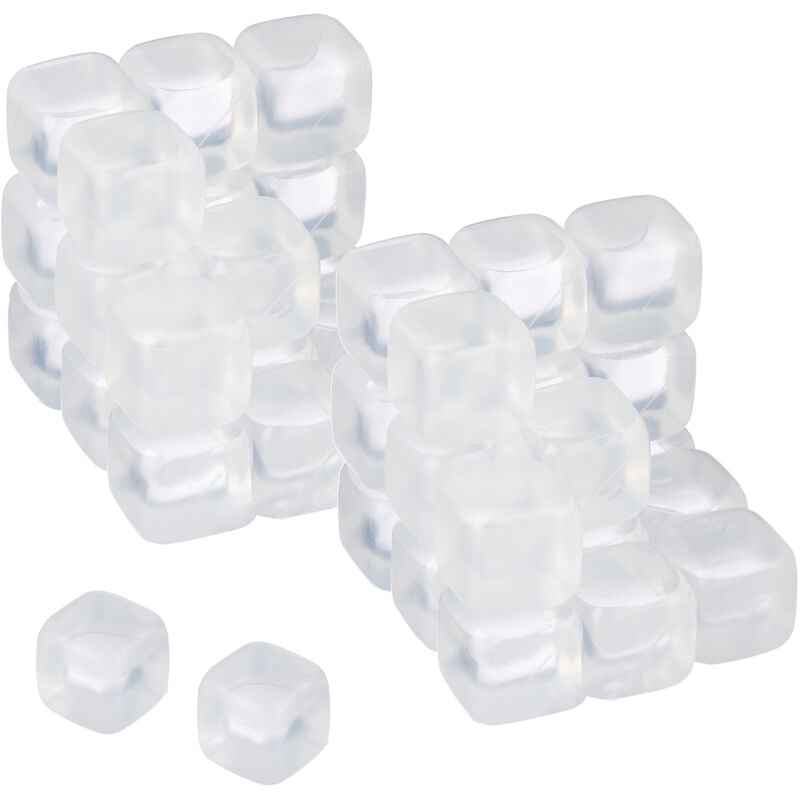 Pack de 36 Cubitos de Hielo Reutilizables, Cubos de Plástico, xxl, Moldes para Enfriar Bebidas, Transparente - Relaxdays