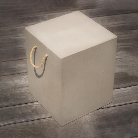 CUBIX - Tabouret en Résine Finition Béton - Gris Clair - Design Moderne et Résistant - Idéal pour Salon ou Terrasse