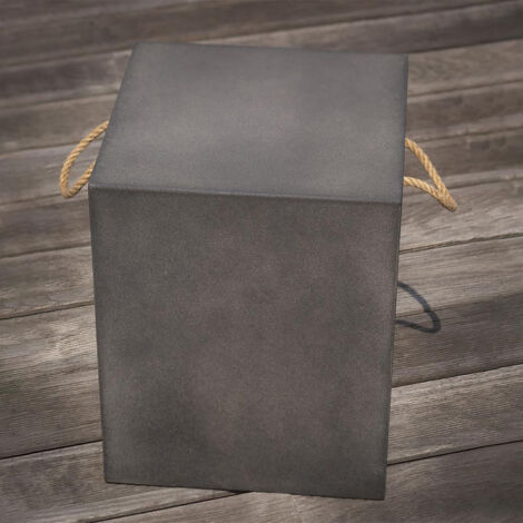 CUBIX - Tabouret en Résine Finition Béton - Gris Foncé - Design Moderne et Résistant - Idéal pour Salon ou Terrasse