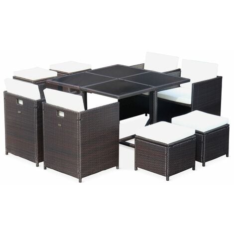 Cubo 8 - 8 Seater Garden Table Stacking Cube Set Brown
