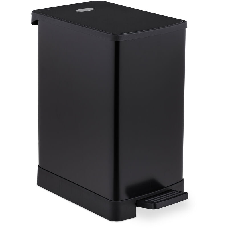 

Relaxdays - Cubo Basura 6 Litros, Papelera Baño con Pedal, Metal, Tapa Amortiguada, Recipiente Plástico Interior, Negro