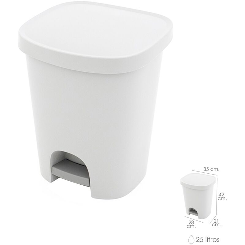 

Cubo basura con pedal 25 litros plastico blanco