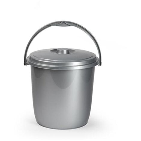 CUBO BASURA CON TAPA 15 LITROS PLATA ECO PLASTICFORTE