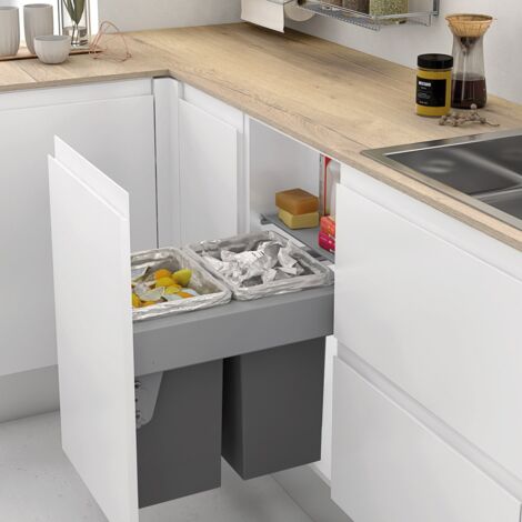 Cubo Basura Ecologico M45 38782314  - Cubo Basura ecológico de 2 compartimentos y apertura de extracción total