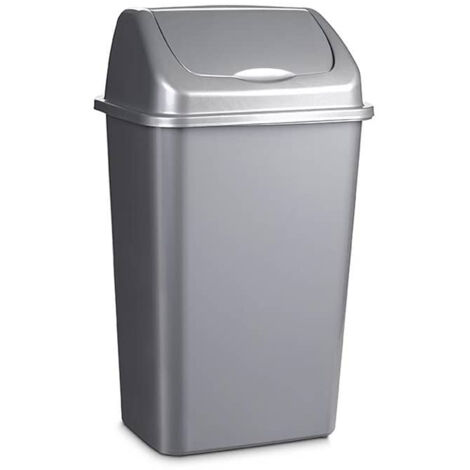 Cubo basura papelera basculante plastico 15 Litros Gris