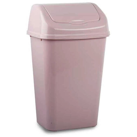 Cubo basura papelera basculante plastico 15 Litros Rosa claro