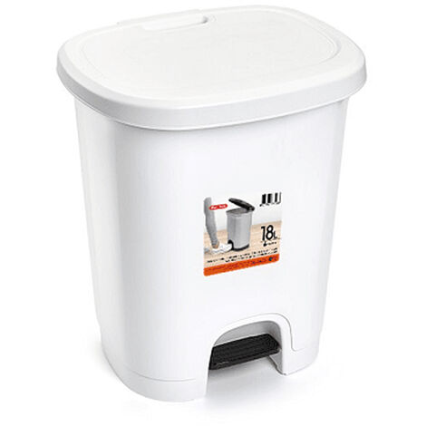 Cubo basura plastico apertura pedal 18 Litros Blanco