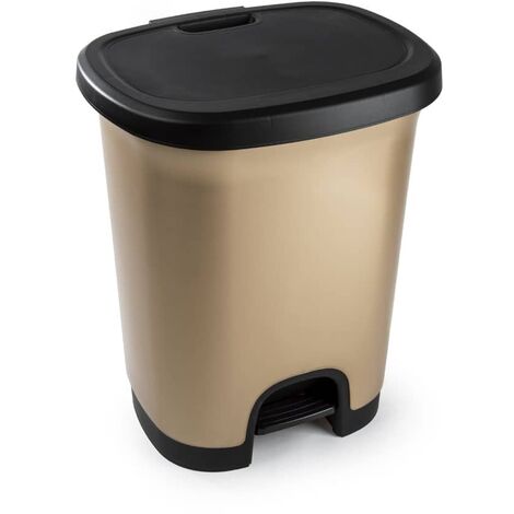 Cubo basura plastico apertura pedal 18 Litros Dorado