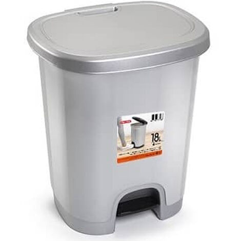 Cubo basura plastico apertura pedal 18 Litros Gris