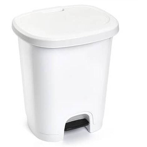 Cubo de basura blanco con pedal con tapa silenciosa 20 litros 29X65h cm