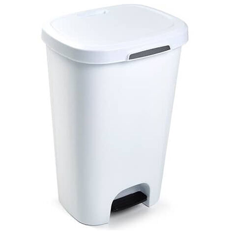 Cubo basura plastico apertura pedal 50 Litros Blanco