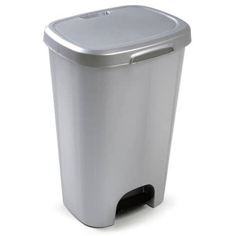 Cubo basura plastico apertura pedal 50 Litros Gris