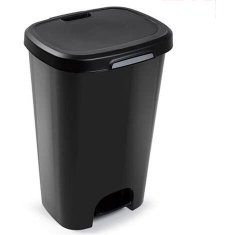 Cubo basura plastico apertura pedal 50 Litros Negro
