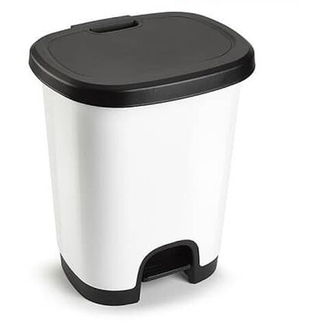 Cubo basura plastico apertura pedal moderno 27 Litros Blanco