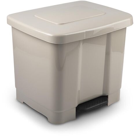 Cubo basura reciclaje plastico apertura pedal 35 Litros Beige
