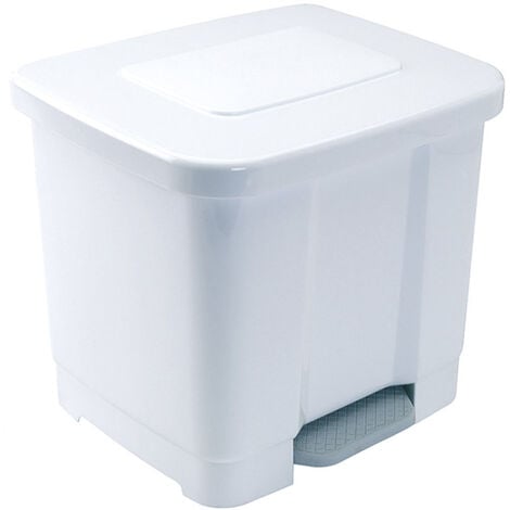 Cubo de basura y reciclaje blanco LUA, 2 cubos grandes