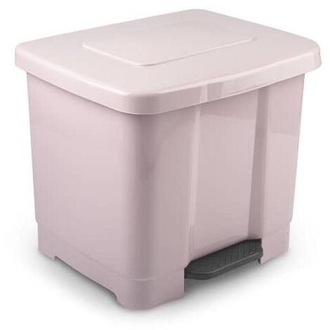 Cubo basura reciclaje plastico apertura pedal 35 Litros Rosa claro