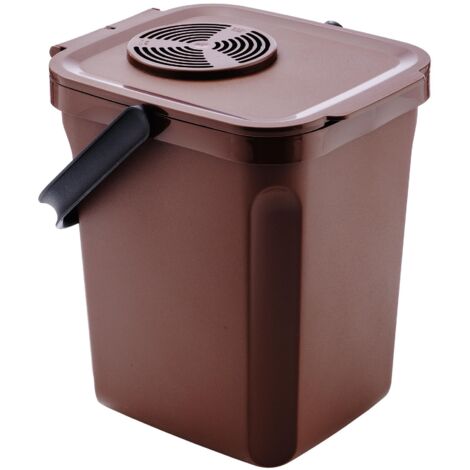 Cubo con filtro de carbón activo para residuos orgánicos 10 litros. Color Marrón.