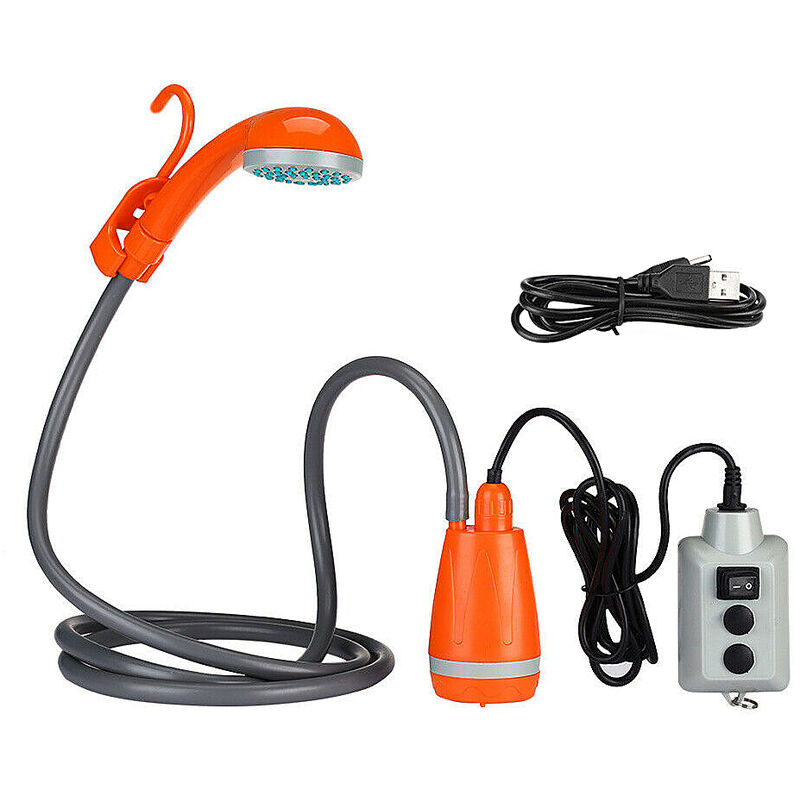 

Ducha portatil para acampar, Bomba de ducha para acampar al aire libre, Cabezal de ducha recargable,Naranja, Ducha
