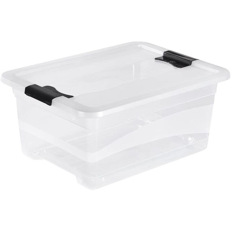 

Cubo de almacenaje con Tapa, Plástico, Transparente, 12 l
