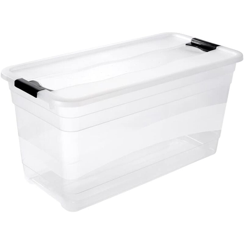 

Keeeper - Cubo de almacenaje con Tapa, Plástico, Transparente, 83 l