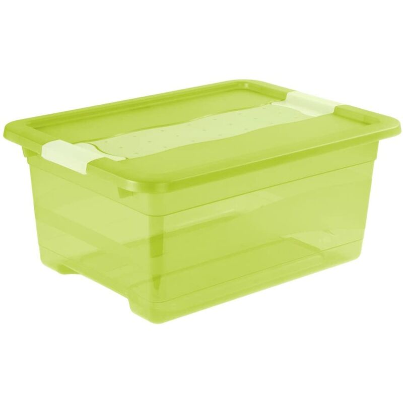 

Keeeper - Cubo de almacenaje con Tapa, Plástico, Verde Transparente, 12 l