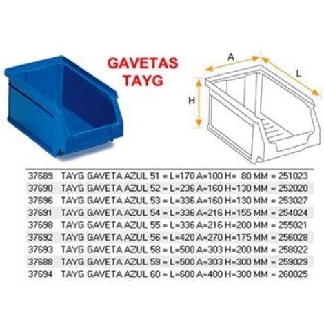 PEREL TAYG GAVETA AZUL 51 = L=170 A=100 H= 80 MM = 251023