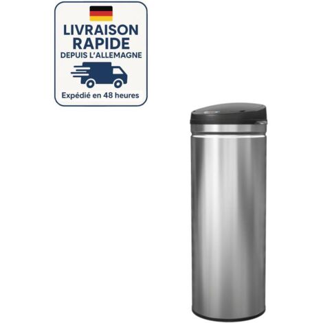 Cubo de basura automático con sensor de 50 L, acero al carbono, cierre suave, sin contacto, color plata