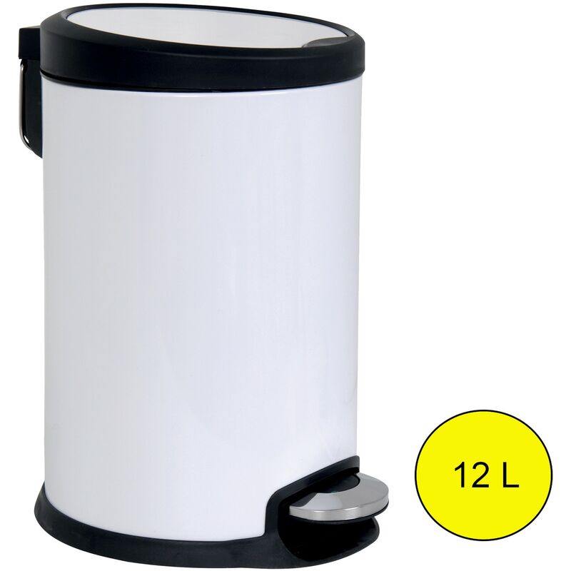 

Msv - Cubo De Basura Blanco 12 L,Cierre Lento