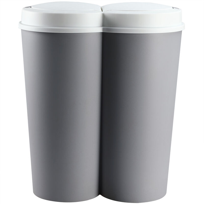 Cubo de basura doble 50L 2x25L Basurero para desechos orgánicos y reciclables Marrón - Marrón - Deuba
